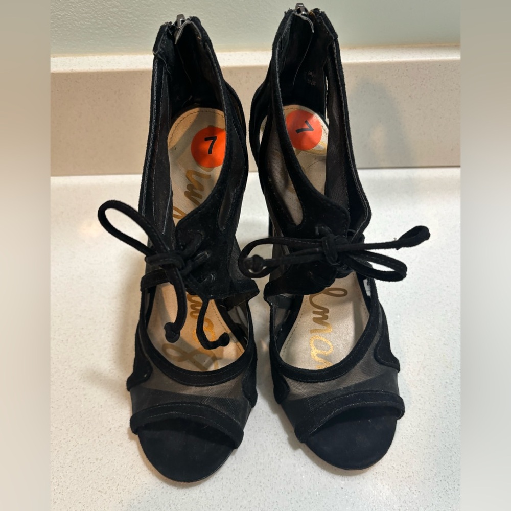 Sam Edelman Pompei Mesh Cage Lace-up Suede Sandals Size 7 - Picture 3 of 6